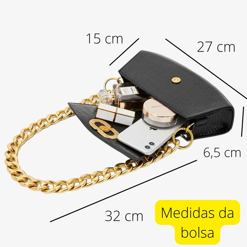 Bolsa Clutch com Alça de Ombro Corrente Marselha